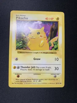 Pokemon Pikachu 58/102 Base Set Shadowless Red Cheeks Common 1999 MP Card - Image 2