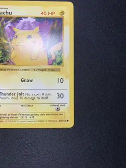 Pokemon Pikachu 58/102 Base Set Shadowless Red Cheeks Common 1999 MP Card - Image 3