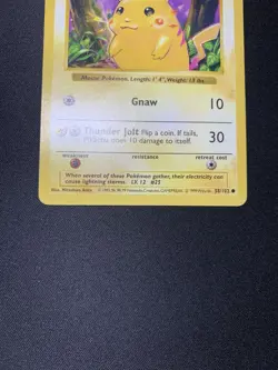 Pokemon Pikachu 58/102 Base Set Shadowless Red Cheeks Common 1999 MP Card - Image 4