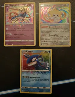 Pokemon TCG Amazing Rare Lot Of 3 Cards Zacian 082 Jirachi 119 Kyogre 021 - Image 1