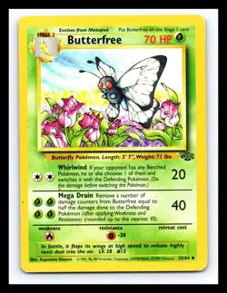 💥 Butterfree 33/64 Jungle Non Holo Foil Pokemon 1999 Vintage Card - Image 1