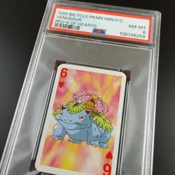 PSA 8 Venusaur 6 of Hearts Graded Pokemon Mini Bicycle Card - Image 2