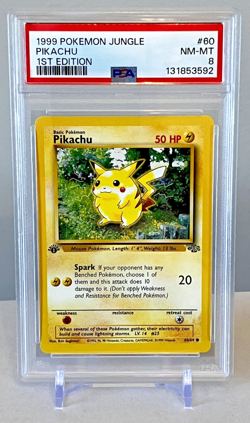 Pikachu 1st Edition Jungle 60/64 PSA 8 NM-MT Non-Holo Vintage 1999 WOTC Pokemon - Image 1