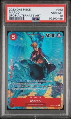 One Piece Card Game Pillars Of Strength Marco OP03-013 Alt Art PSA 10 - Image 1
