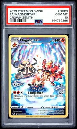 2023 POKEMON SWORD & SHIELD CROWN ZENITH #GG03 FULL ART/MAGMORTAR PSA 10 - Image 1