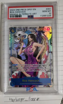 2024 one piece op07 EN #51 boa hancock manga alternate art PSA 10 - Image 1