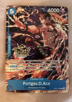 Portgas.D.Ace Promo - OP07-053 Alternate Art 3rd Anniversary Stamped - One Piece - Image 1