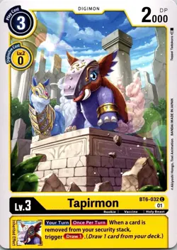 Tapirmon BT6-032 Yellow Common Rookie (Lv3) Digimon CCG Card - Image 1