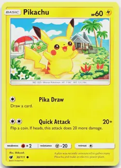 Pikachu 30/111 Common Crimson Invasion Pokemon Near Mint - Image 1