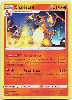 Charizard 025/185 Rare Vivid Voltage Pokemon Near Mint - Image 1