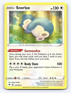 Pokemon Snorlax 131/185 Reverse Holo Vivid Voltage TCG Card LP - Image 1