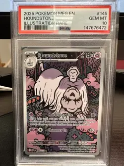 2025 POKEMON MEG EN-MEGA EVOLUTION ILLUSTRATION RARE #145 HOUNDSTONE PSA 10 - Image 1