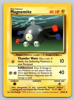 Magnemite 53/102 Common Base Set Unlimited Pokemon Near Mint - Image 1