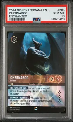 2024 DISNEY LORCANA EN 3-INTO THE INKLANDS ENCHANTED CHERNABOG - EVILDOER PSA 10 - Image 1