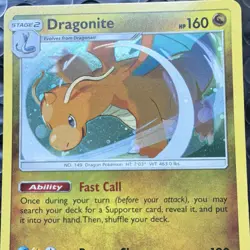 Pokemon Dragonite Cosmos Holo 119/181 Rare Unified Minds 160HP TCG Card - Image 3