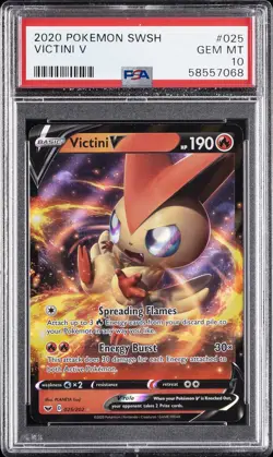 2020 POKEMON SWORD & SHIELD #025 VICTINI V PSA 10 - Image 1