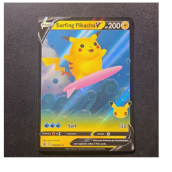 Pokemon Surfing Pikachu V 008/025 Celebrations Ultra Rare Full Art Holo 200 HP - Image 1