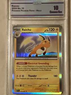 Crowned Gem Mint 10 Raichu 2024 Pokemon PAF EN - Paldean Fates Holo 019/091 - Image 1