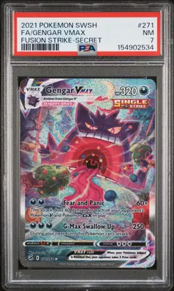 PSA 7 Gengar VMAX #271/264 Fusion Strike 2021 Full Art Secret Rare Pokemon - Image 1