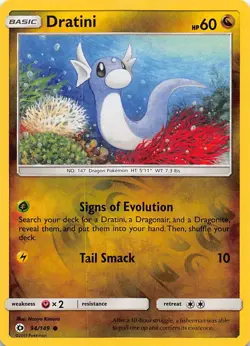 Dratini 94/149 Common SM Base Set Pokemon Reverse Holo Near Mint - Image 1