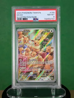 2024 POKEMON TWM EN-TWILIGHT MASQUERADE ILLUSTRATION RARE #188 EEVEE PSA 8 - Image 1