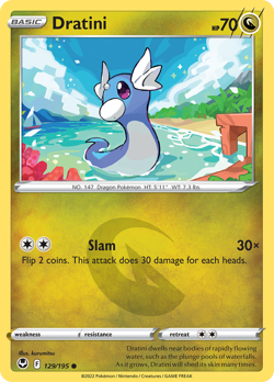 Dratini 129/195 Common Silver Tempest Pokemon Reverse Holo NM/M - Image 4