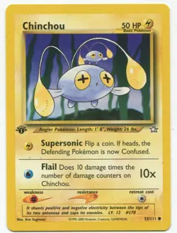 POKEMON NEO GENESIS 1ST EDITION CHINCHOU 55/111 NM-M - Image 1