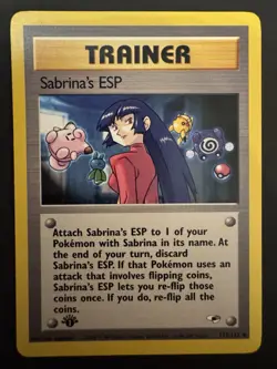 Pokemon 1st Edition Sabrina’s ESP 117/132 Gym Challenge WOTC NM - Image 1