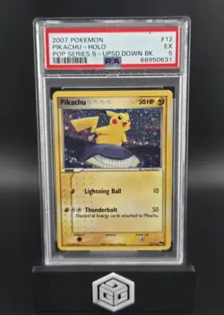 2007 Pokemon Pikachu Holo Pop Series 5 - Upside Down Back #12 PSA 5 - Image 1