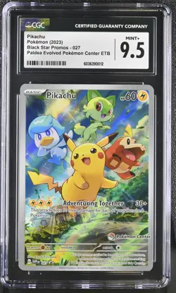 Pokemon Center Stamp Promo Pikachu Paldea Evolved ETB SVP EN 027 CGC 9.5 Mint+ - Image 1
