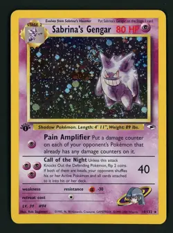 Sabrina's Gengar MP 14/132 🌀 SWIRL - 1st Edition Holo Gym Heroes 🏝 Pokemon - Image 1