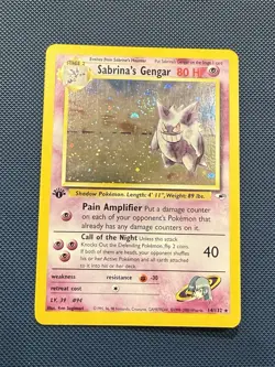 Sabrina's Gengar MP 14/132 🌀 SWIRL - 1st Edition Holo Gym Heroes 🏝 Pokemon - Image 3