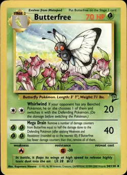 Butterfree 34/130 Uncommon Base Set 2 Pokemon Lightly Played - Image 1