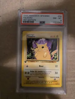 1999 Base Set Pokemon Pikachu Spanish 1st Edition PSA 8 - Image 1