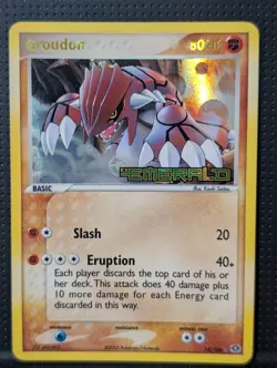 GROUDON REVERSE HOLO STAMP 14/106 EX EMERALD POKEMON ENGLISH MP/LP - Image 1