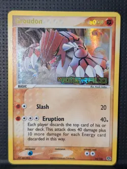 GROUDON REVERSE HOLO STAMP 14/106 EX EMERALD POKEMON ENGLISH MP/LP - Image 2