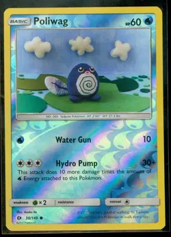 Pokemon POLIWAG 30/149 - Sun & Moon - Rev Holo - NEAR MINT/MINT - Image 1