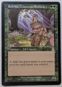 Rofellos, Llanowar Emissary Urza’s Destiny LP 1999 Mtg Magic Gathering - Image 1