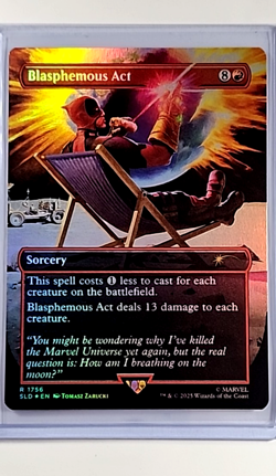 2025 MTG Magic the Gathering Secret Lair Deadpool Marvel Foil Blasphemous Act - Image 1