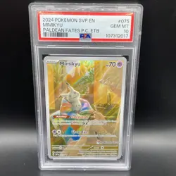 PSA 10 Mimikyu Paldean Fates Pokemon Center Stamp Exclusive ETB SVP 075 GEM MINT - Image 1