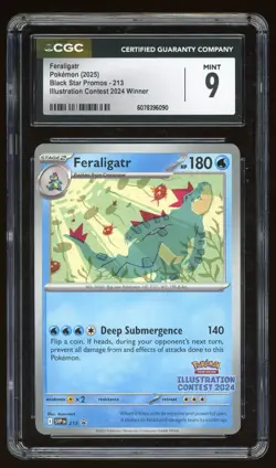 2025 Pokemon Feraligatr Black Star Promo 213 Illustration Contest Stamp CGC 9 - Image 1