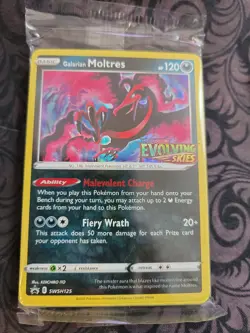 Prerelease Galarian Moltres SWSH125 SEALED NM, English Pokemon Evolving Skies - Image 1