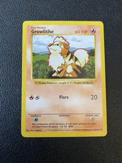 Pokemon Card Growlithe (28/102) Shadowless Base Set TCG 1999 Uncommon NM Card - Image 1
