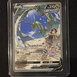 Pokemon TCG Rayquaza V Ultra Rare Full Art Holo Evolving Skies 194/203 210 HP - Image 1