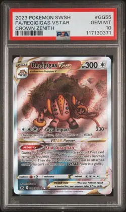 2023 POKEMON SWORD & SHIELD CROWN ZENITH #GG55 FULL ART/REGIGIGAS VSTAR PSA 10 - Image 1