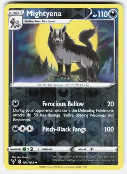 Mightyena 104/185 Uncommon Vivid Voltage Pokemon Reverse Holo Near Mint - Image 2