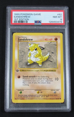 1999 Pokemon Game SANDSHREW 1ST EDITION 62/102 PSA 8 NM-MT - Image 1