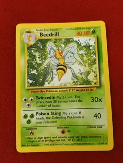 Beedrill 17/102 Rare Non Holo Base Set Unlimited WOTC Vintage LP 1999 - Image 1