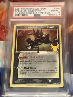 2021 POKEMON SWSH CELEBRATIONS ETB PROMO #144 GRENINJA-GOLD STAR PSA 8 - Image 1