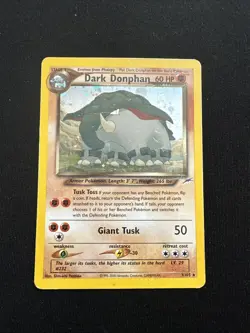 Pokemon Dark Donphan Neo Destiny TCG 3/105 Holo Rare Card MP - Image 1